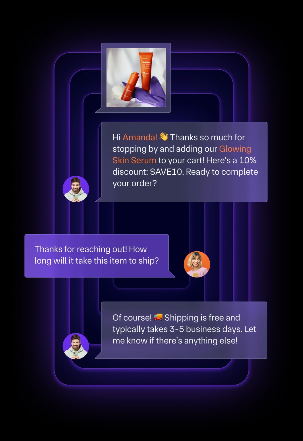 SMS conversation mockup